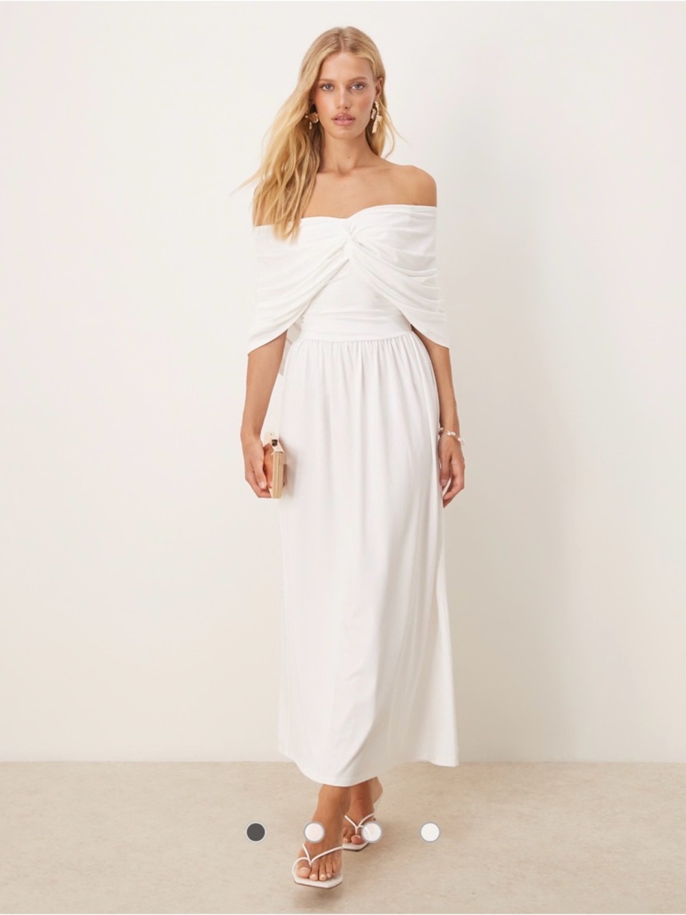 Off-Shoulder White Maxi Dress
